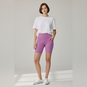 Yogalicious Lux yoga athletic biker shorts XS high waisted volume pink- purplish